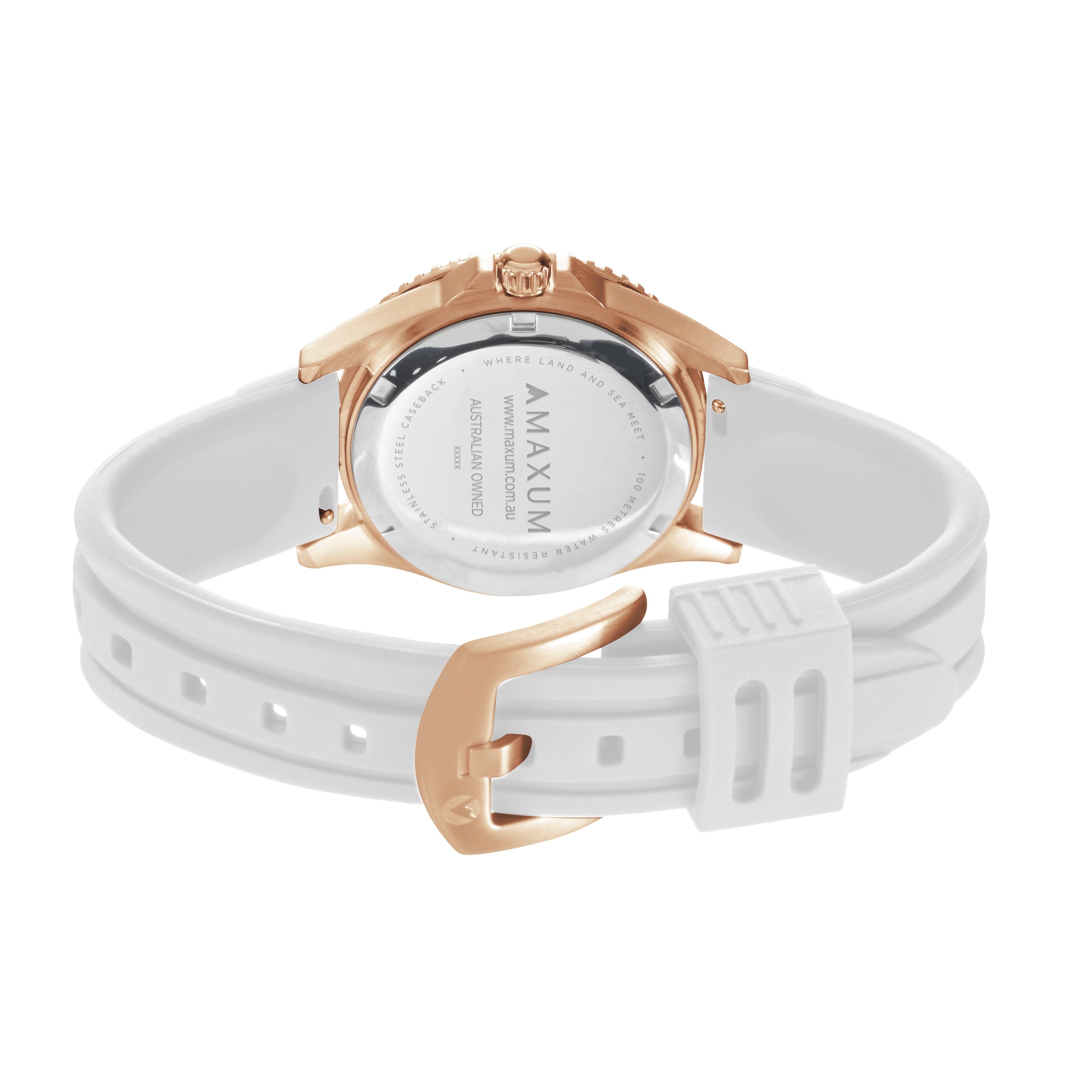 Liberty Ladies Analogue Date Watch – Rose Gold Case, White Dial & White Silicone Strap