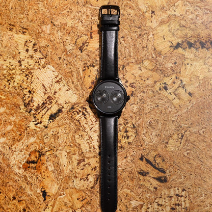 Maxum x Taylor Steele – Black Dial, Black Case & Black Leather Band Watch