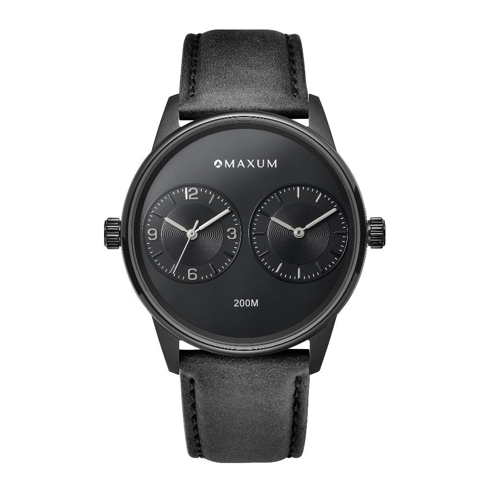 Maxum x Taylor Steele – Black Dial, Black Case & Black Leather Band Watch
