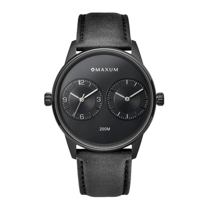 Maxum x Taylor Steele – Black Dial, Black Case & Black Leather Band Watch