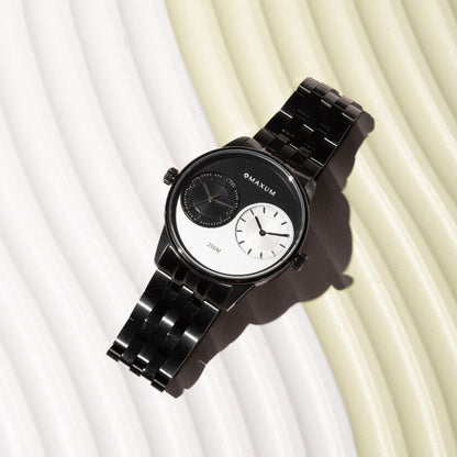 Maxum x Taylor Steele – Yinyang Dial, Black Case & Black Bracelet Watch