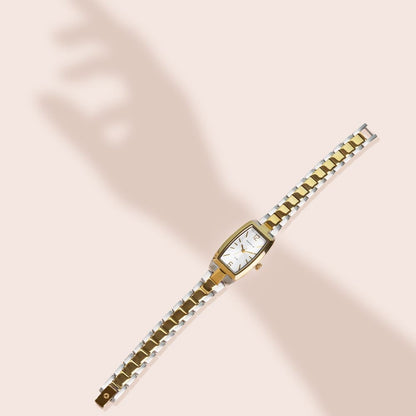 Fanta Re-Issue Analogue Rectangular Watch – Silver Tone Case, White Dial & Duo Tone Bracelet