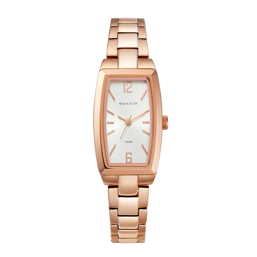 Fanta Re-Issue Analogue Rectangular Watch – Rose Gold Case, White Dial & Rose Gold Bracelet