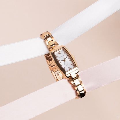 Fanta Re-Issue Analogue Rectangular Watch – Rose Gold Case, White Dial & Rose Gold Bracelet