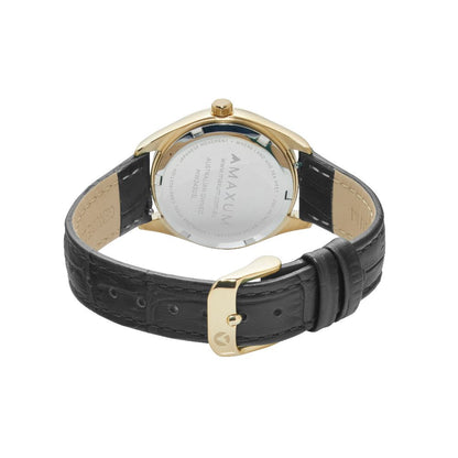 Sydney Crystal-Embellished Analogue Watch –White Dial, Silver Tone Case & Black Leather Band