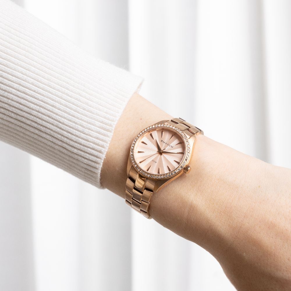 Sydney Crystal-Embellished Analogue Watch  – Rose Gold Tone Dial, Rose Gold Tone Case & Bracelet