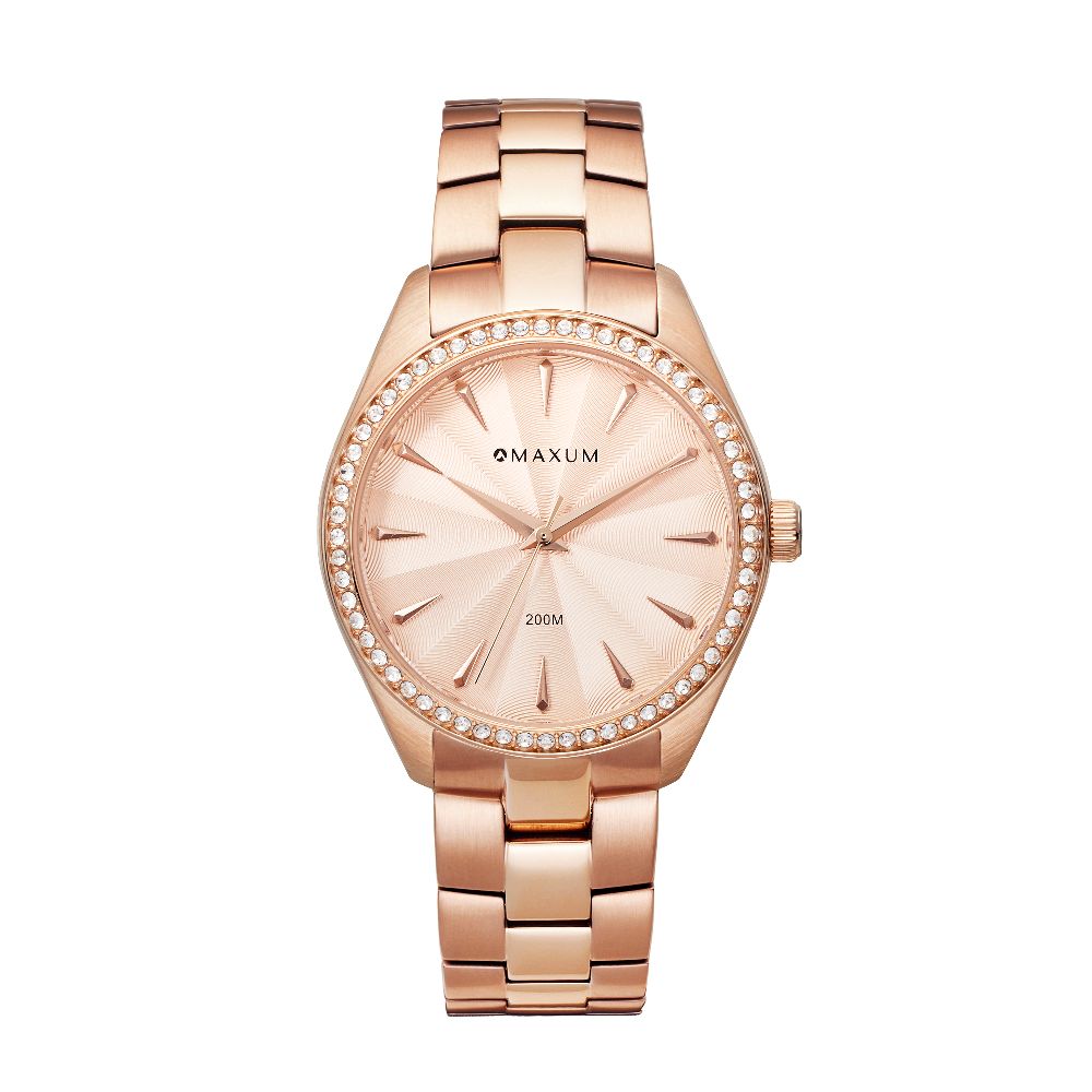 Sydney Crystal-Embellished Analogue Watch  – Rose Gold Tone Dial, Rose Gold Tone Case & Bracelet