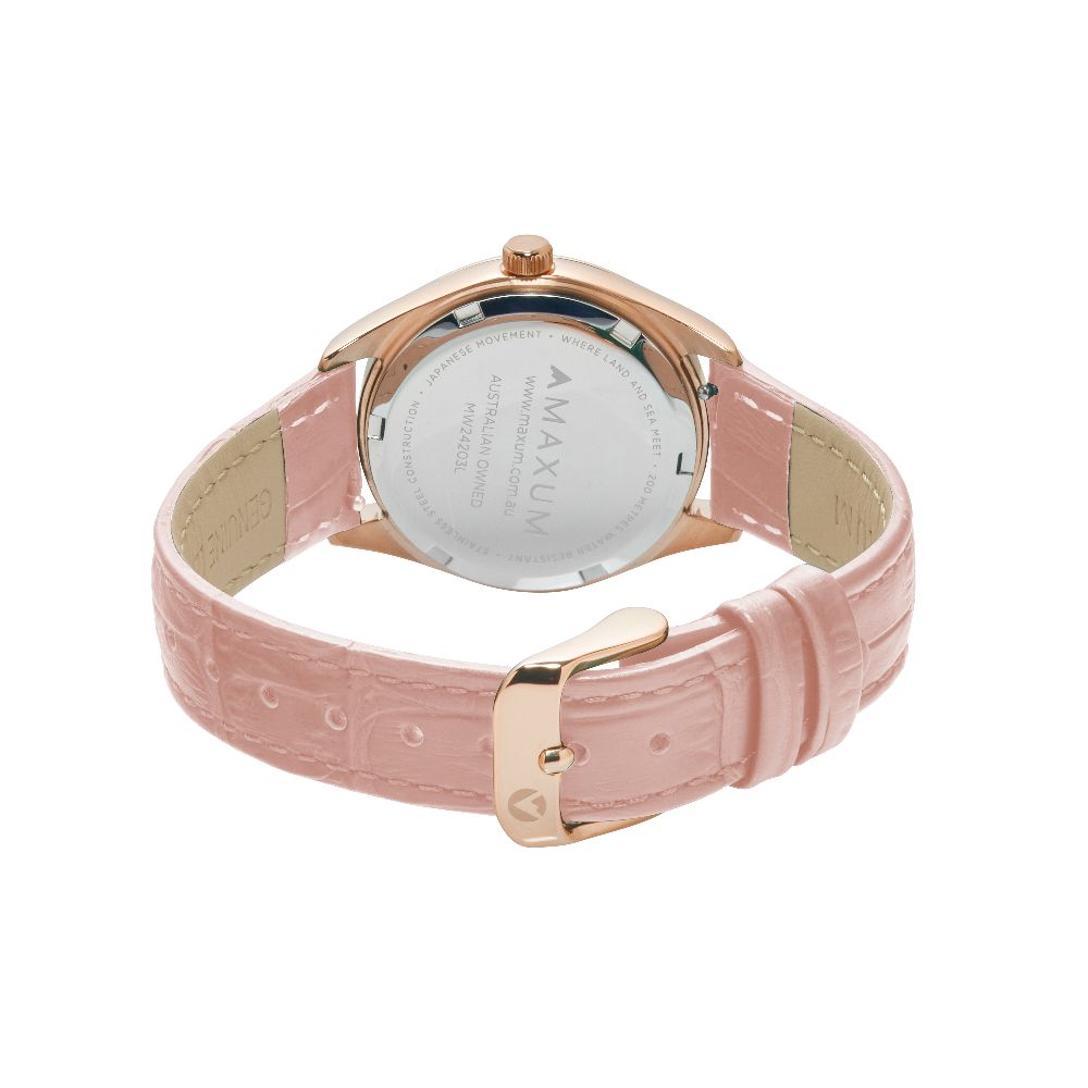Sydney Crystal-Embellished Analogue Watch  – Rose Gold Tone Dial, Rose Gold Tone Case & Blush Leather Band