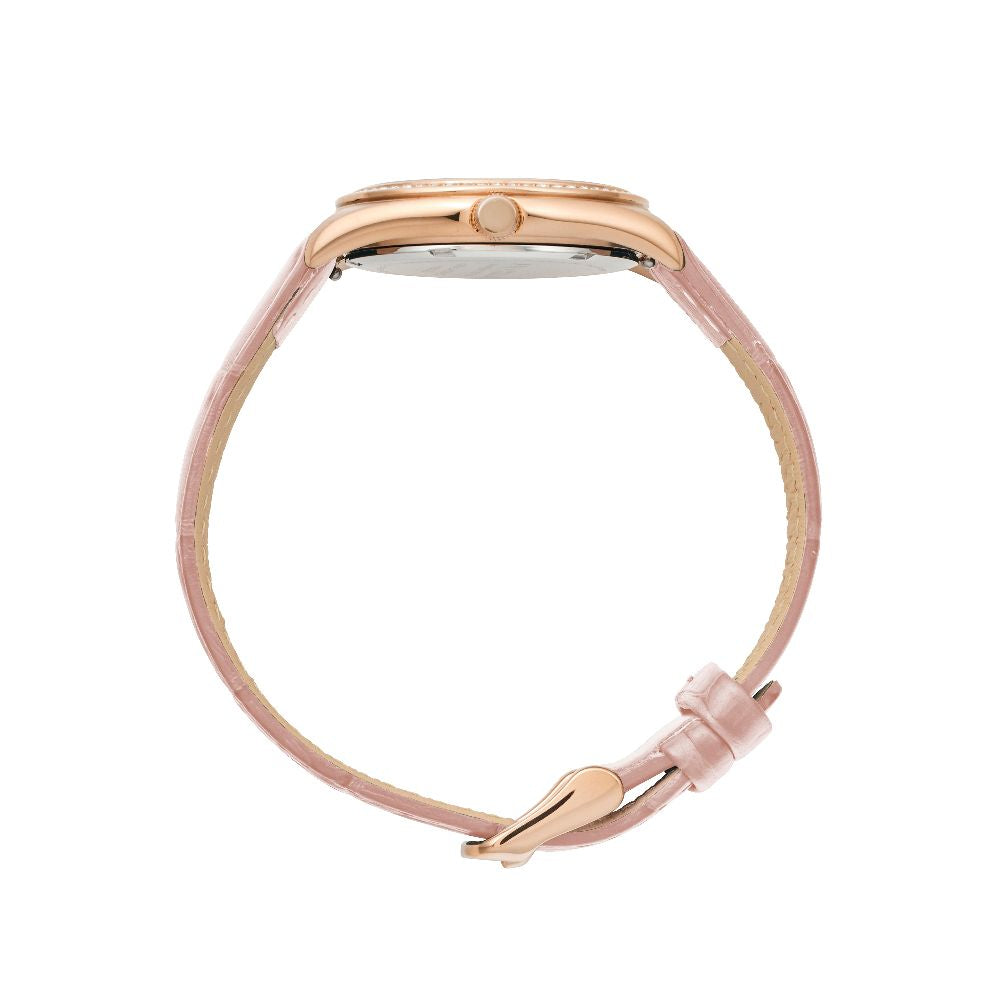Sydney Crystal-Embellished Analogue Watch  – Rose Gold Tone Dial, Rose Gold Tone Case & Blush Leather Band