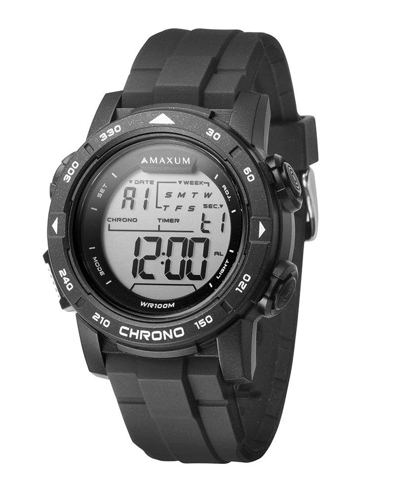 Maxum Basalt Black Digital Watch on angle 