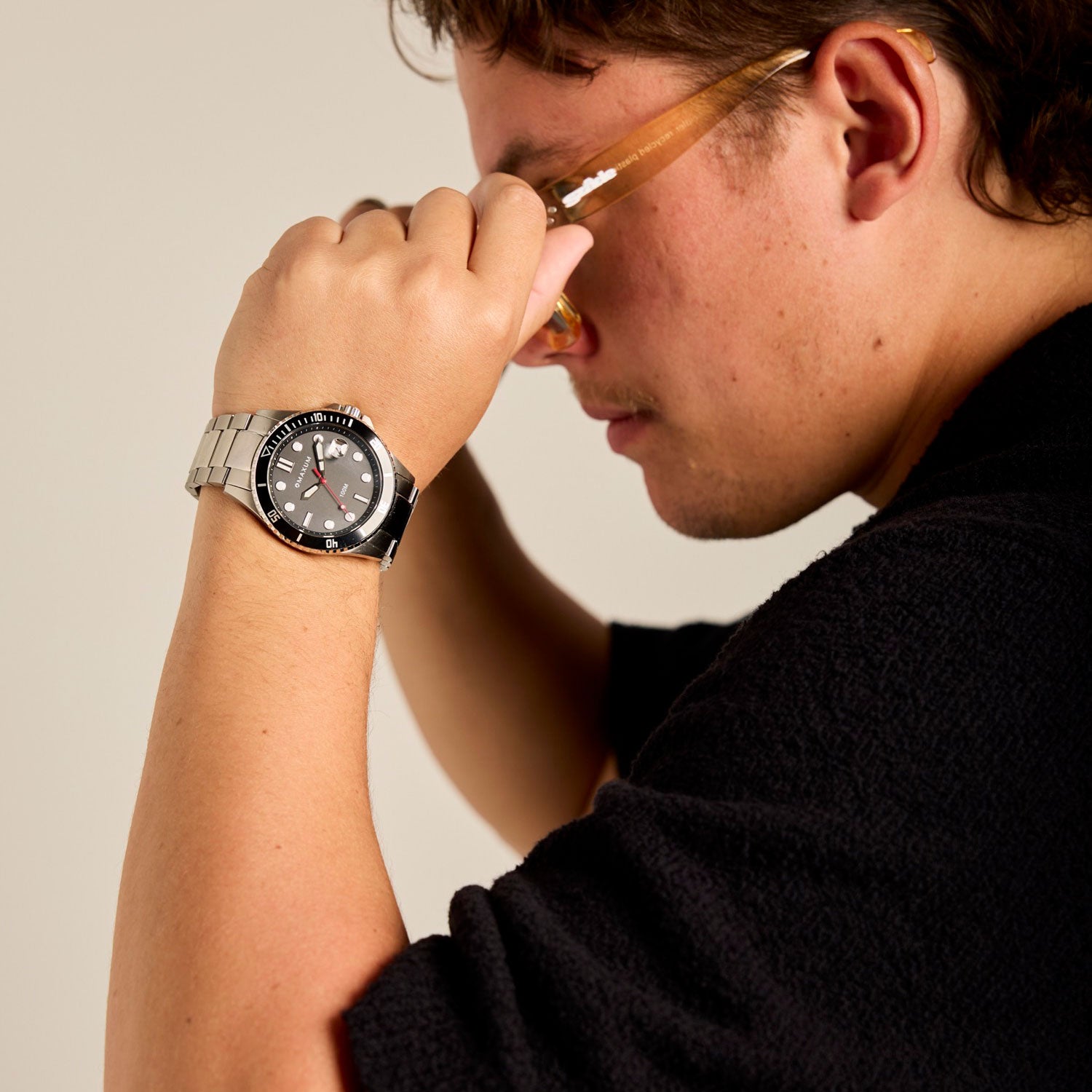 Prince Analogue Date Watch – Black Dial, Silver-Tone Case & Bracelet