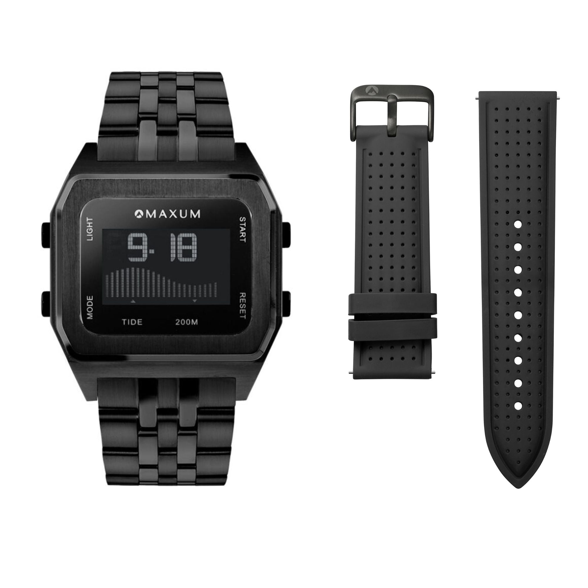Raglan Black Set - Includes Black Bracelet Tide Watch and Black Silicone Strap