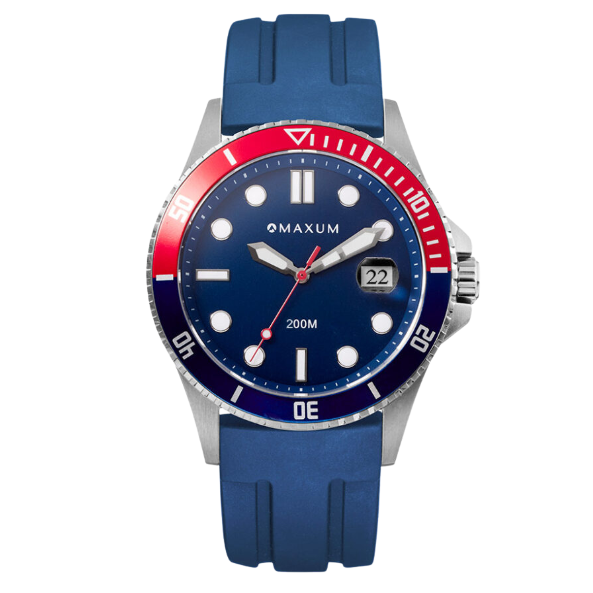 Prince Analogue Date Watch – Silver-Tone Case, Blue Dial & Blue Silicone Strap