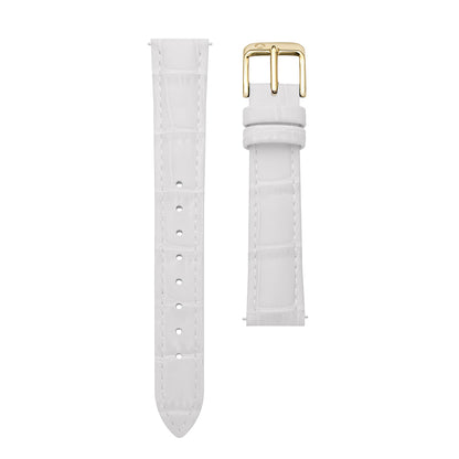 16mm Sydney Watch Band – White Leather Strap With Gold-Tone Buckle