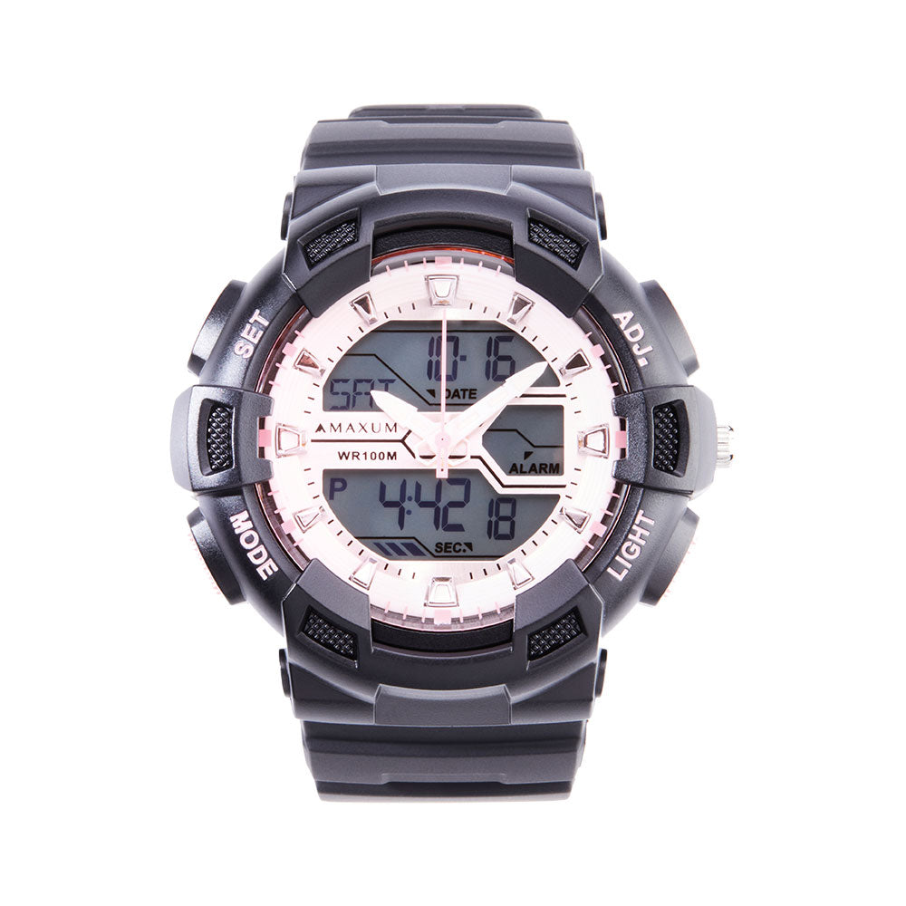 Spectre Black and Pink Analogue Digital Watch