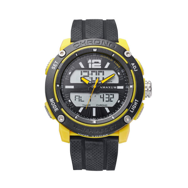 Conquest Black and Yellow Analogue  Digital Watch