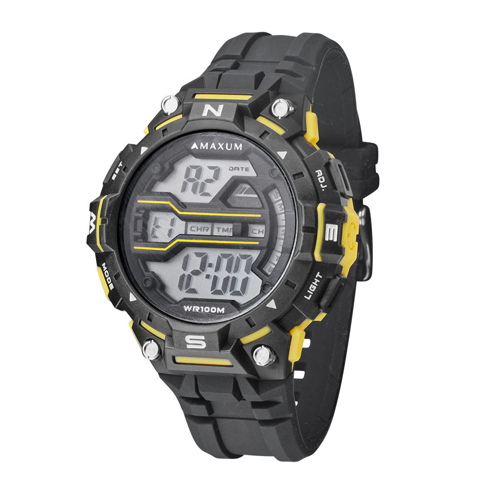 Pioneer Black and Yellow Digital Watch