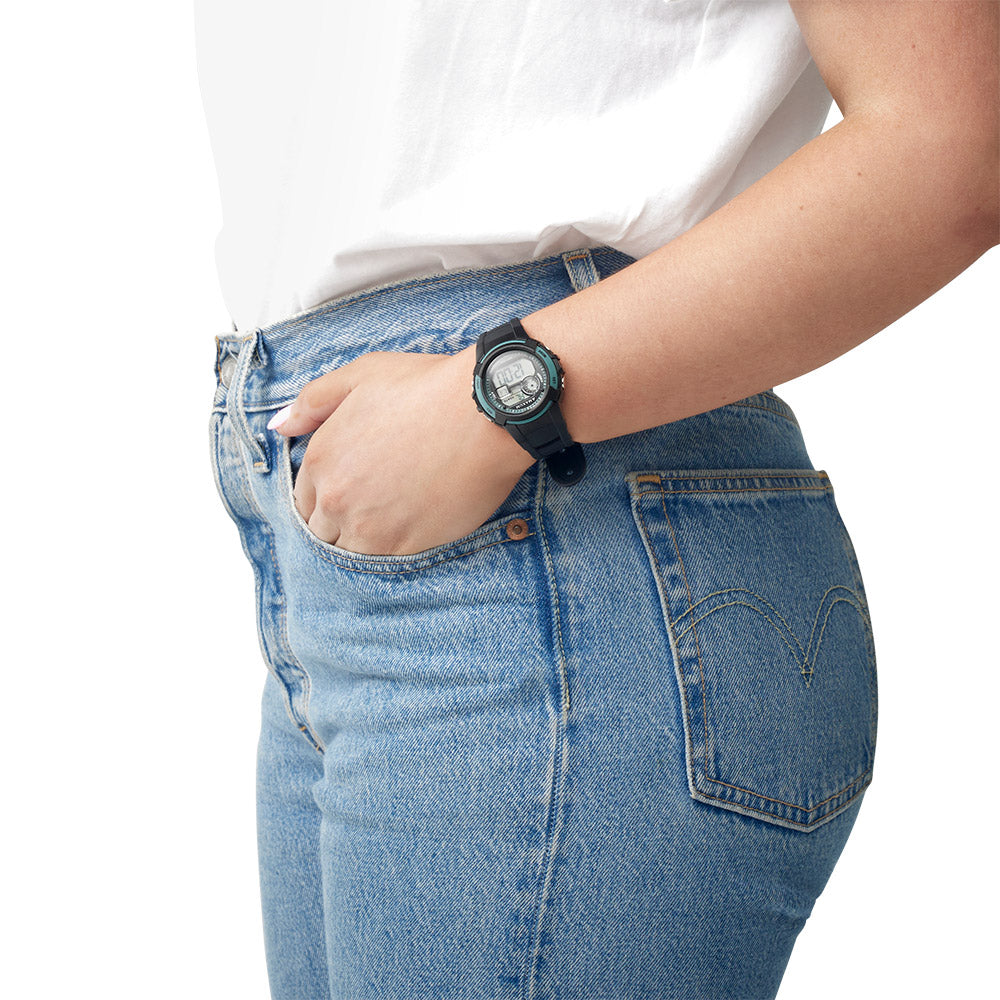 Button Black and Blue Digital Watch