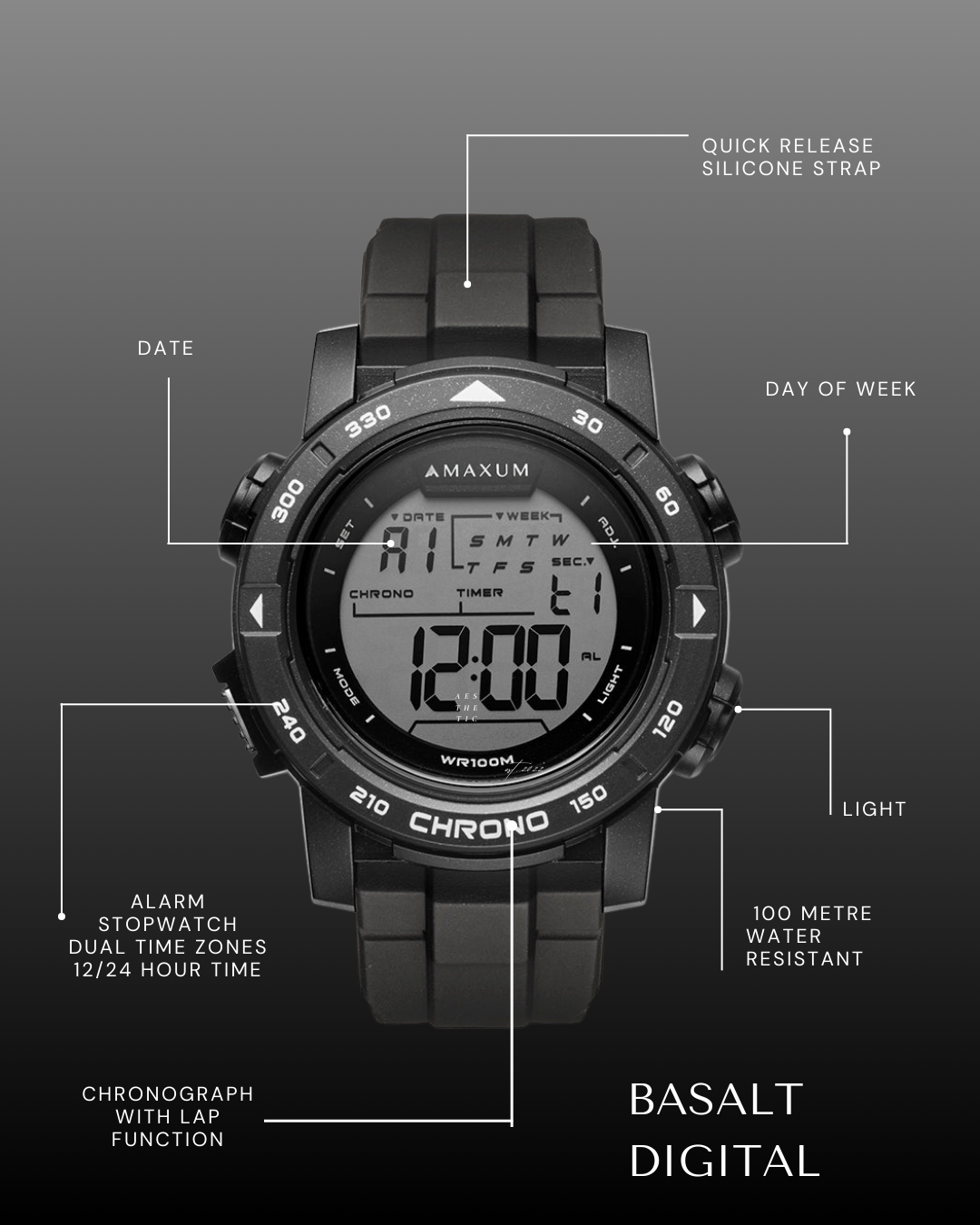 Basalt Black Digital Watch