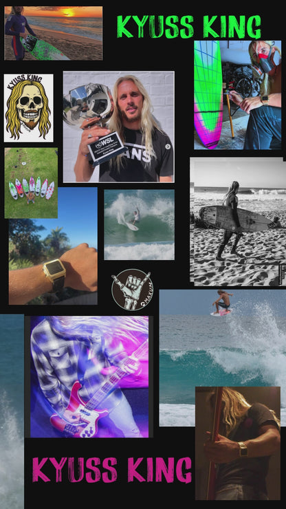 Raglan Digital Square Unisex Tide Watch– Gold Case, Black Dial & Gold Bracelet