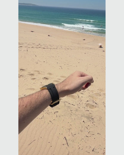 Prince Analogue Date Watch – Gold Case, Black Dial & Black Silicone Strap