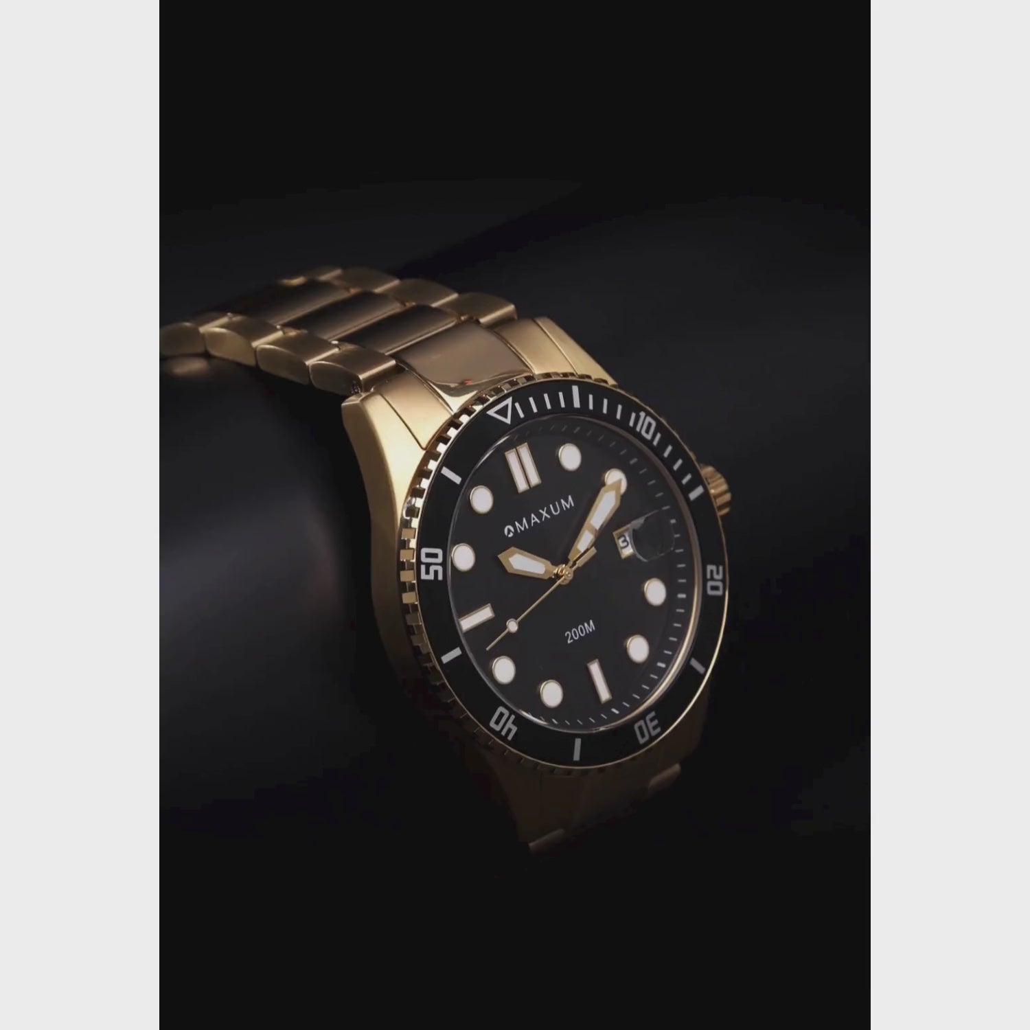 Prince Analogue Date Watch– Gold Case, Black Dial & Gold Bracelet