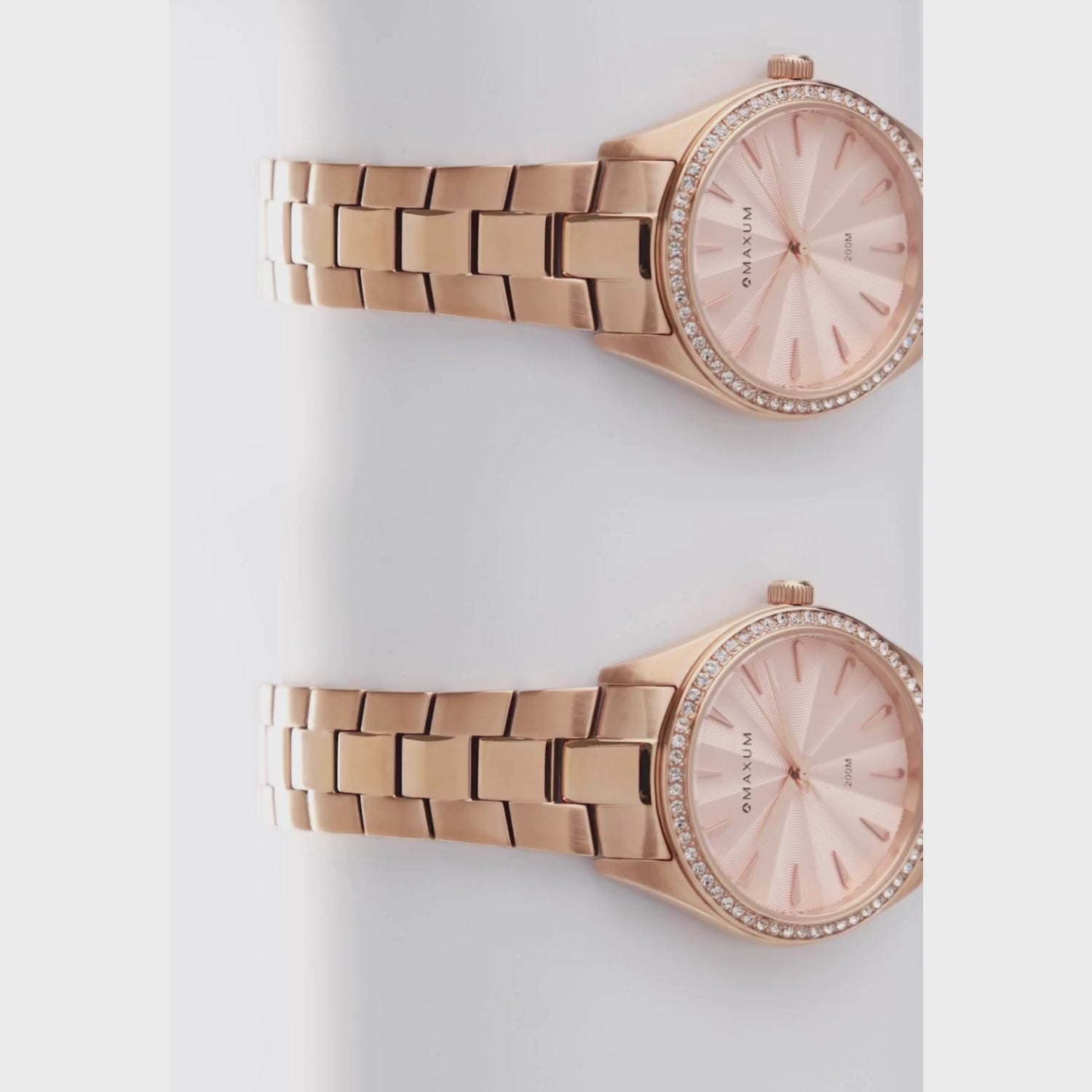 Sydney Crystal-Embellished Analogue Watch  – Rose Gold Tone Dial, Rose Gold Tone Case & Bracelet