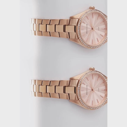 Sydney Crystal-Embellished Analogue Watch  – Rose Gold Tone Dial, Rose Gold Tone Case & Bracelet